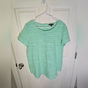 Banana Republic Womens Mint Green Sheer Striped Blouse Medium